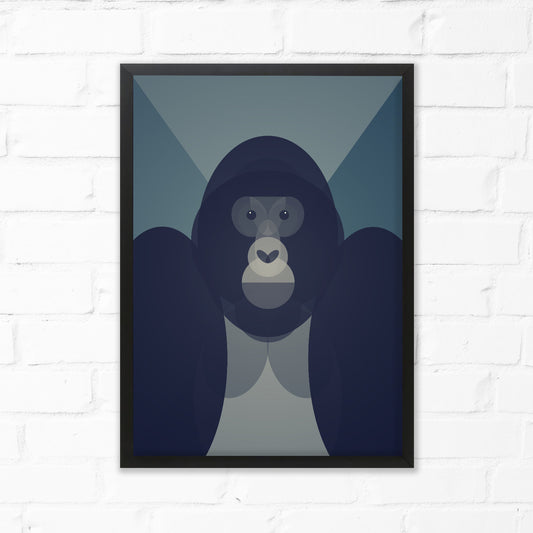 Mid Century Gorilla Print 50 x 40cm Unframed