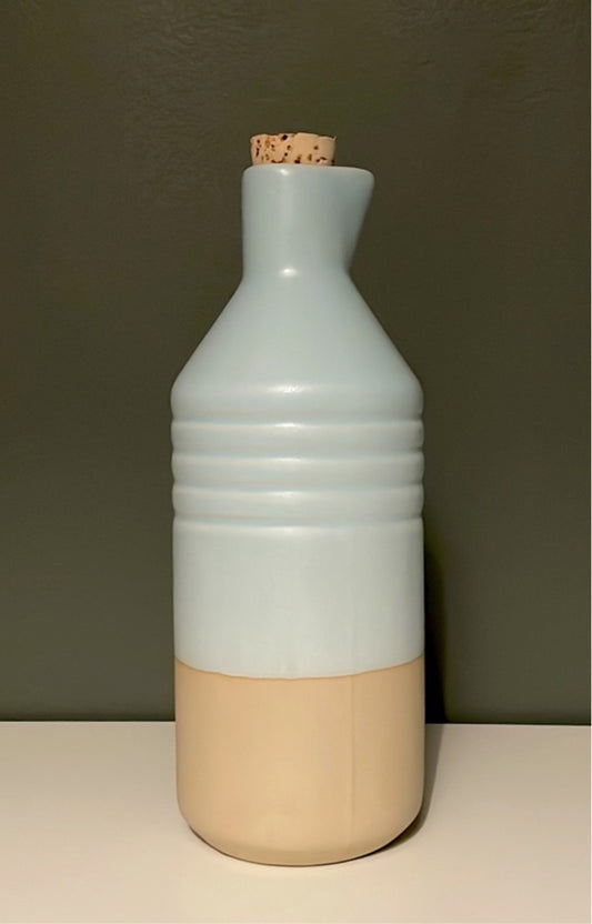 Stoneware Bottle with Cork Stopper Green