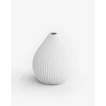Vase ‘Balloon’ ribbed vase in cotton white small
