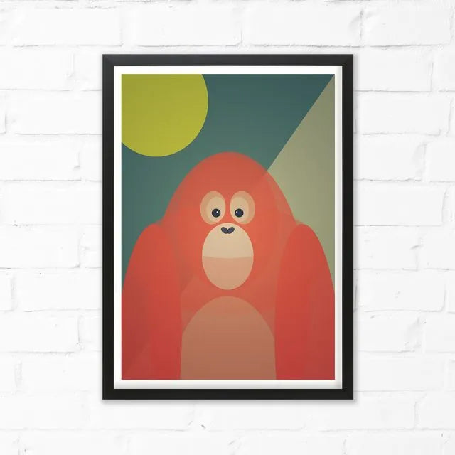 Mid Century Orangutan Print 50 x 40cm Unframed
