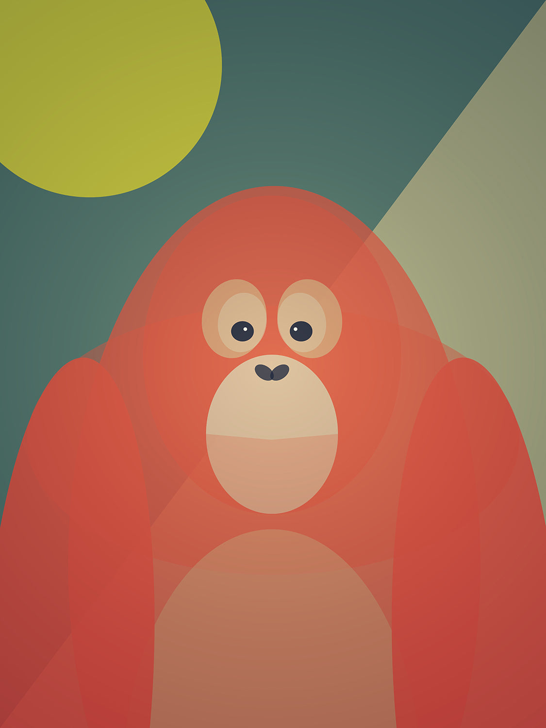 Mid Century Orangutan Print 50 x 40cm Unframed